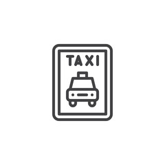 Taxi car line icon. linear style sign for mobile concept and web design. Taxi cab rank sign outline vector icon. Symbol, logo illustration. Pixel perfect vector graphics