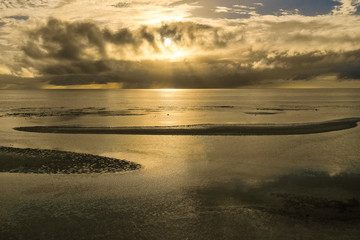 Beautiful sunset above the sea. Summer vacation concept.
