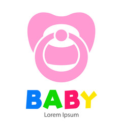 Logotipo con texto BABY con chupete color rosa