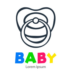 Logotipo con texto BABY con chupete lineal color gris