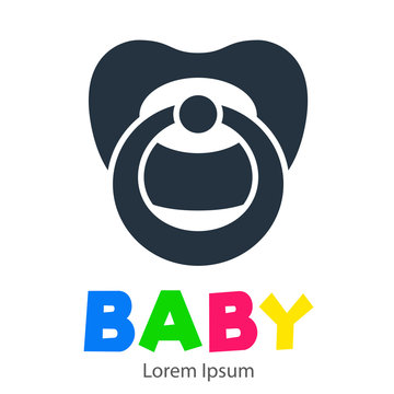 Logotipo con texto BABY con chupete color gris