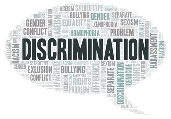 Discrimination - type of discrimination - word cloud.