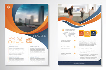 Template vector design for Brochure, AnnualReport, Magazine, Poster, Corporate Presentation, Portfolio, Flyer, infographic, layout modern with Orange color size A4, Front and back, Easy to use.