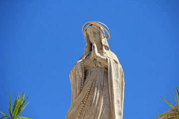 Statue of Mother of God near church in Jerusalem, Israel