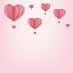 Paper Hearts With Cloud Pink Background Card