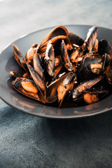 Italian Steamed Mussels cooked in Provencale style