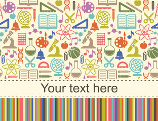 Fototapeta premium Vector school background. Education pattern with modern flat style icons.