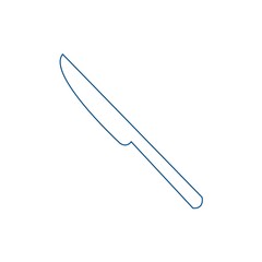 Blue knife line icon isolated on white background. Vector illustration.