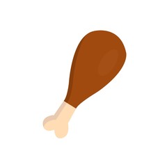 Chicken leg flat icon isolated on white background. Fried food. Drumstick.Vector illustration.