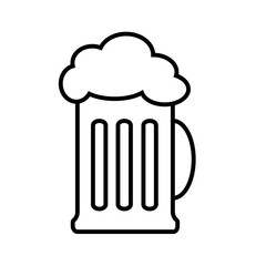 Line icon beer isolated on blue background. Vector illustration.