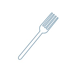 Blue fork line icon isolated on white backgroud. Vector illustration.