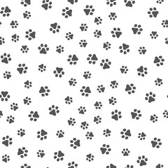 Fototapeta na wymiar Dog Paw seamless pattern vector footprint kitten puppy tile background repeat wallpaper cartoon isolated illustration white - Vector