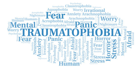 Fototapeta premium Traumatophobia word cloud.