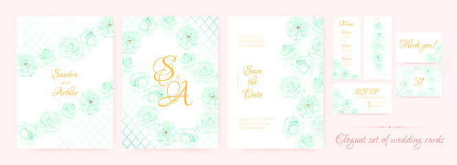 Wedding Invitation, Cards Templates Set.