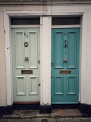 Two doors on a building facade