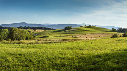 Fototapeta na wymiar Rudawy Janowickie and Karkonosze Mountains, view from Pastewnik/Poland