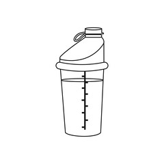 Sport shaker bottle outline fitness equipment illustration