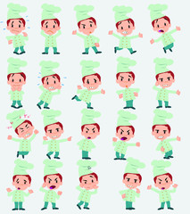 Cartoon character chef. Set with different postures, attitudes and poses, always in negative attitude, doing different activities in vector vector illustrations.