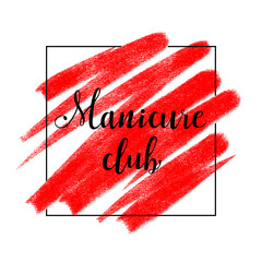 Beauty logo with lettering Manicure club, banner, poster