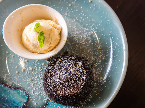 Chocolate Lava Cake And Vanilla Ice-cream