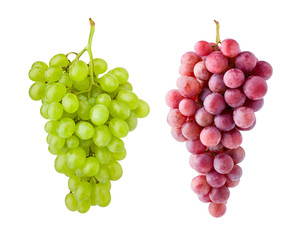 Red and green grape, isolated on white background, clipping path, full depth of field