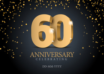 Anniversary 60. gold 3d numbers.