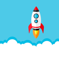 Rocket launch, start up business concept. Vector illustration