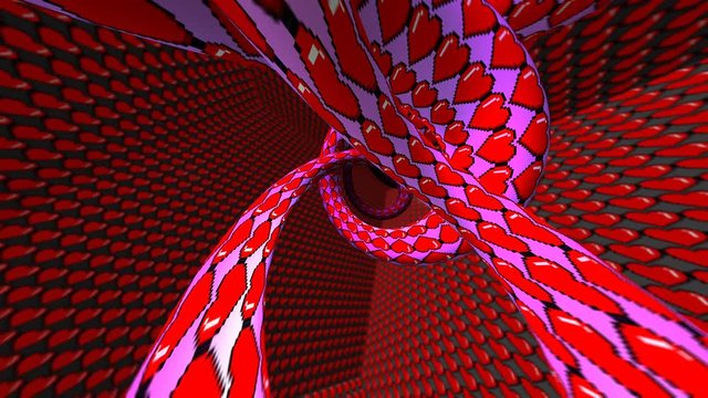 8 bits pixel heart tunnel animation. Retro arcade video game Valentine&acute;s Day background.