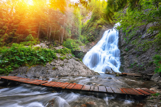 View of Bride's Veil / Valul Miresei Waterfall.