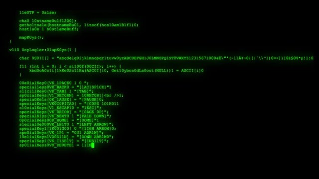encrypted fast long scrolling programming security hacking code data flow stream on green display new quality numbers letters coding techno joyful video 4k stock footage