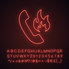 Hotline support neon light icon