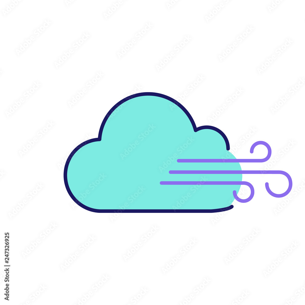 Poster cloudy windy weather color icon