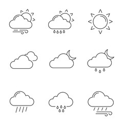 Fototapeta premium Weather forecast linear icons set
