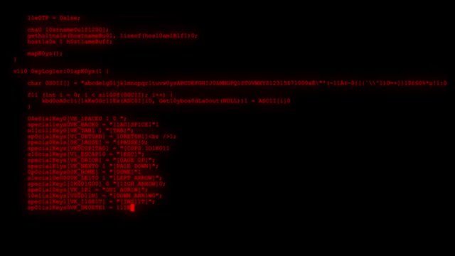 encrypted fast long scrolling programming security hacking code data flow stream on red display new quality numbers letters coding techno joyful video 4k stock footage