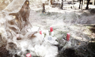 Fairy magician. A sorcerer with a glass sphere, a magical spell and a ritual. Elder with a staff...