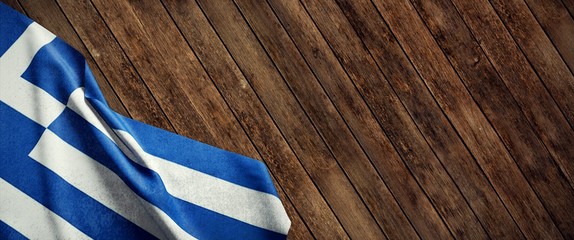 Greece, cloth flag on wood