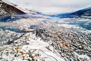 
Valtellina (IT) - Sondrio - Vista aerea verso est con frazioni
