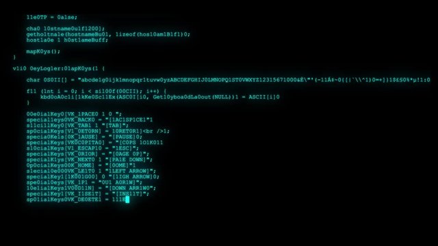 encrypted fast long scrolling programming security hacking code data flow stream on blue display new quality numbers letters coding techno joyful video 4k stock footage