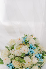 Bouquet of flowers. The bride's bouquet. Bridal bouquet. Floristics. Wedding rings.