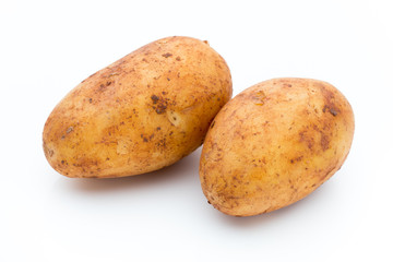 A bio russet potato isolated white background.