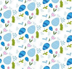 easter blue eggs pattern vector illustration