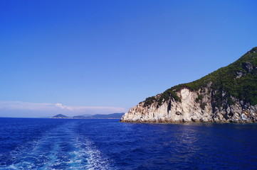 View of the northern coastline from the sea, Elba Island, Tuscany, Italy