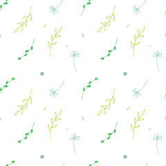Green seamless patterns. The patterns by hand