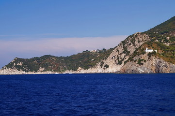 View of the northern coastline from the sea, Elba Island, Tuscany, Italy