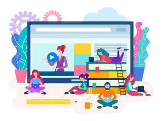 Naklejka premium Webinar, lekcja online