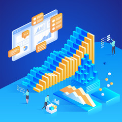 Obraz premium Data Analysis. Vector isometric illustration for landing page.