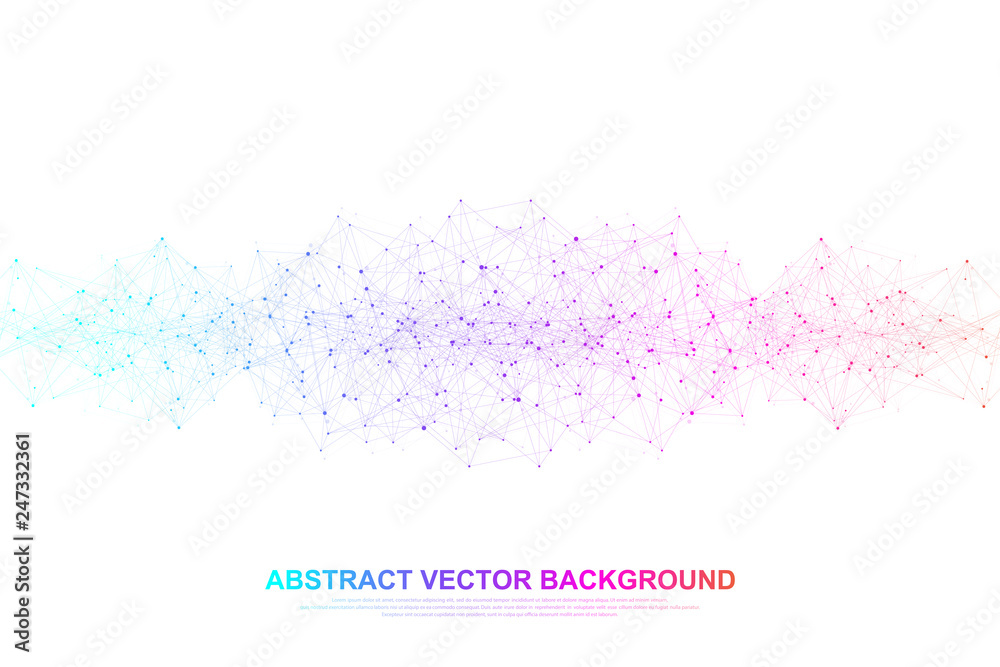 Poster Networking connection concept abstract technology. Global network connections with points and lines. Big data visualization. Futuristic infographic. Vector illustration