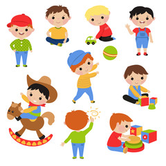 Little boys playing with toys