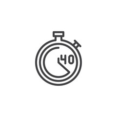 Stopwatch with 40 minutes delivery time line icon. linear style sign for mobile concept and web design. Forty minutes food delivery outline vector icon. Symbol, logo illustration. Pixel perfect 