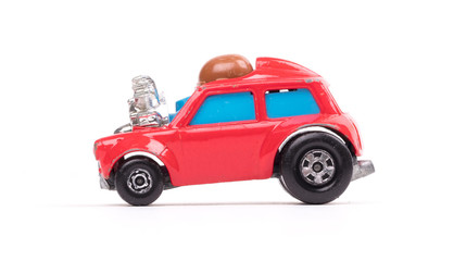 Red metal toy car